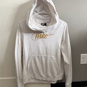 Nike Light Gray Hoodie with Gold Logo